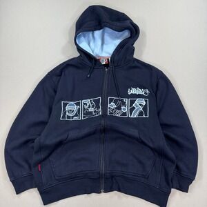 Vintage Y2K South Pole Hoodie Homies Graphitti Spray Paint Men's Large Navy Blue
